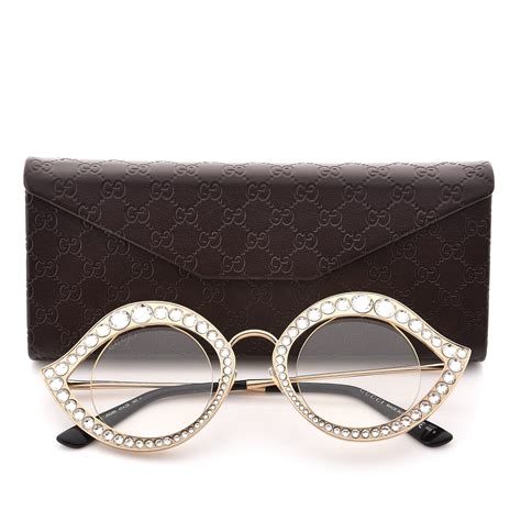 gucci cat eye metal glasses with crystals|gucci cat eye prescription glasses.